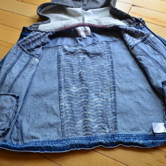 Miss Me Sweat Shirt Denim Jean Jacket Size L - Picture 4 of 13